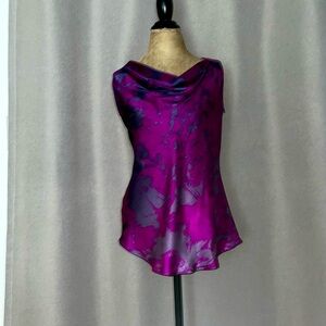 Silk fushia pink floral tank top